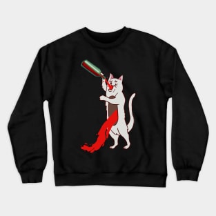 Cat with wine Crewneck Sweatshirt